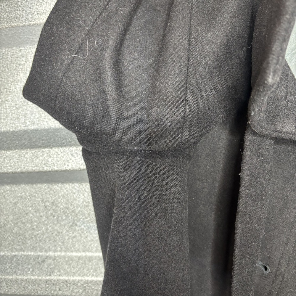 J Crew Mens Black Wool Blend Button Up Funnel Neck Coat **NO SIZE** - Picture 12 of 16